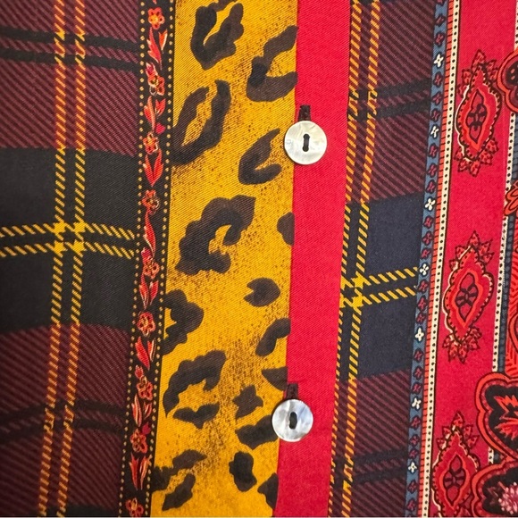 Vintage Silk Blouse Cheetah Floral Animal Print Size 8 MADE KOREA - Picture 8 of 15